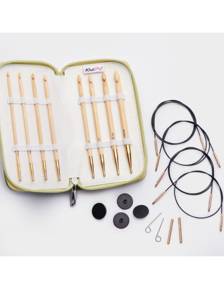 Bamboo Deluxe KnitPro Tunesische Häkelnadel-Set