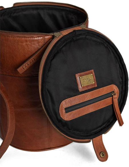 Leder-Aufbewahrungstasche für Strickarbeiten Muud Saturn XL - Rich Brown