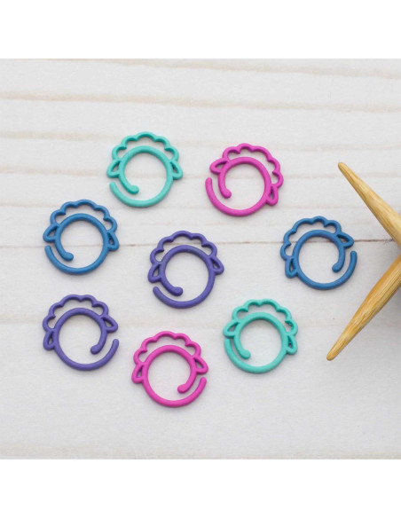 Set mit 8 offenen Maschenmarkierern - Buntes Schaf