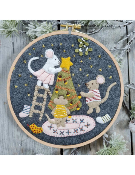 Filzset mit Stickrahmen - Mäusefamilie zu Weihnachten