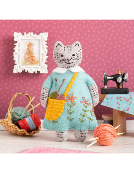 Filzset - Frau Katze Strickt