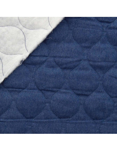 Gesteppter Baumwollstoff Wave - Blaues Chambray-Denim