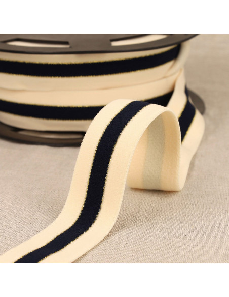 Zweifarbiger elastischer Rand Gold - Marineblau
