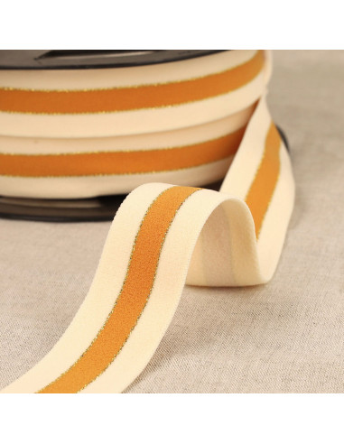 Zweifarbiger elastischer Rand Gold - Senf