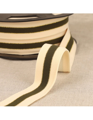 Zweifarbiger elastischer Rand Gold - Khaki