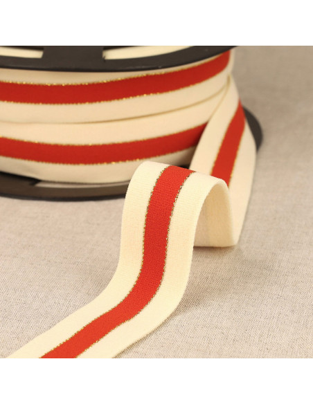 Zweifarbiger elastischer Rand Gold - Terrakotta