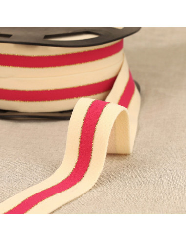 Zweifarbiger elastischer Rand Gold - Fuchsia