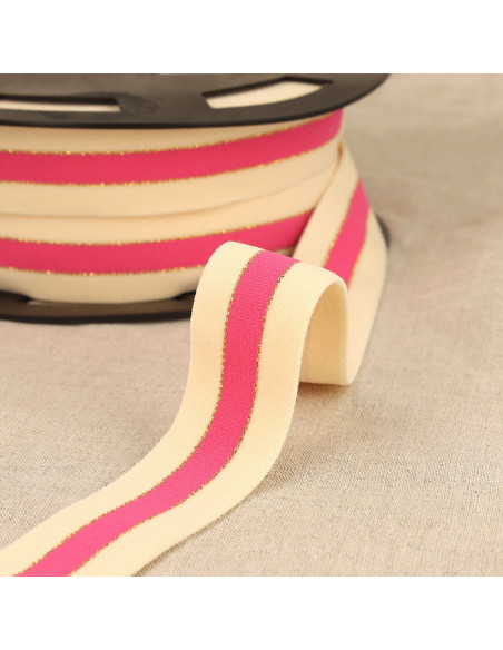 Zweifarbiger elastischer Rand Gold - Rosa