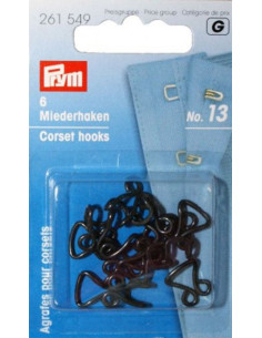 Haken und Ösen für Korsetts - Schwarz im 6er-Pack