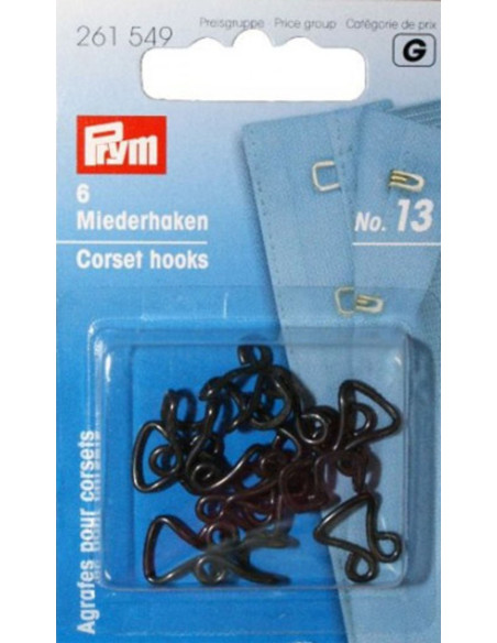 Haken und Ösen für Korsetts - Schwarz im 6er-Pack