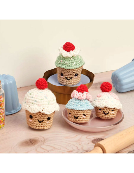 Amigurumi-Set - Kirsch-Cupcakes