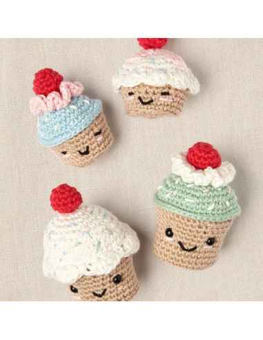 Amigurumi-Set - Kirsch-Cupcakes