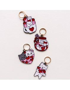 Set aus 4 Maschenmarkierern - Katzenherzen 3 2