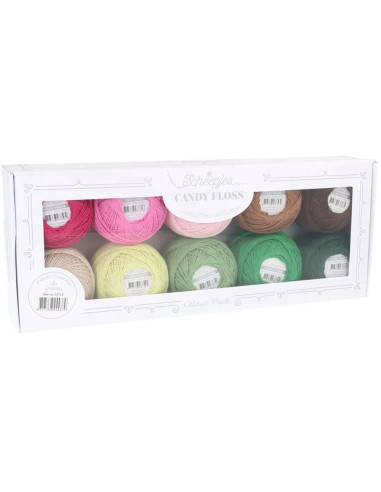 Set mit 10 Knäueln Scheepjes Candy Floss Perlgarn Nr. 10 - Grüntöne