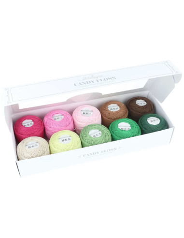 Set mit 10 Knäueln Scheepjes Candy Floss Perlgarn Nr. 10 - Grüntöne