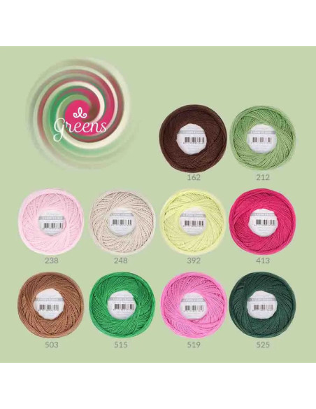 Set mit 10 Knäueln Scheepjes Candy Floss Perlgarn Nr. 10 - Grüntöne