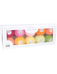 Set mit 10 Knäueln Scheepjes Candy Floss Perlgarn Nr. 10 - Passionsfrucht