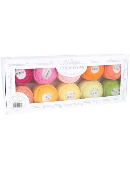 Set mit 10 Knäueln Scheepjes Candy Floss Perlgarn Nr. 10 - Passionsfrucht