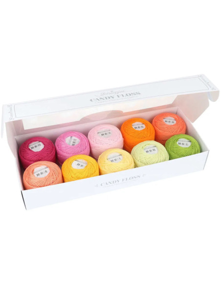 Set mit 10 Knäueln Scheepjes Candy Floss Perlgarn Nr. 10 - Passionsfrucht
