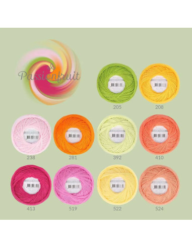 Set mit 10 Knäueln Scheepjes Candy Floss Perlgarn Nr. 10 - Passionsfrucht