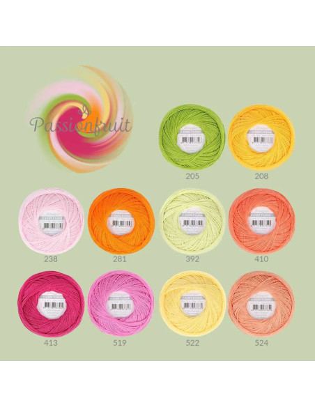 Set mit 10 Knäueln Scheepjes Candy Floss Perlgarn Nr. 10 - Passionsfrucht