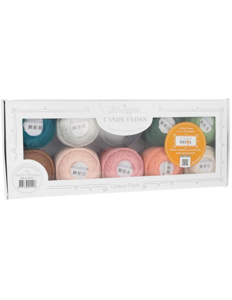Set mit 10 Knäueln Scheepjes Candy Floss N°10 Perlgarn - Studio Manya