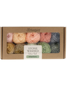 Set mit 10 Knäueln Scheepjes Stone Washed Colour Pack - Absichten