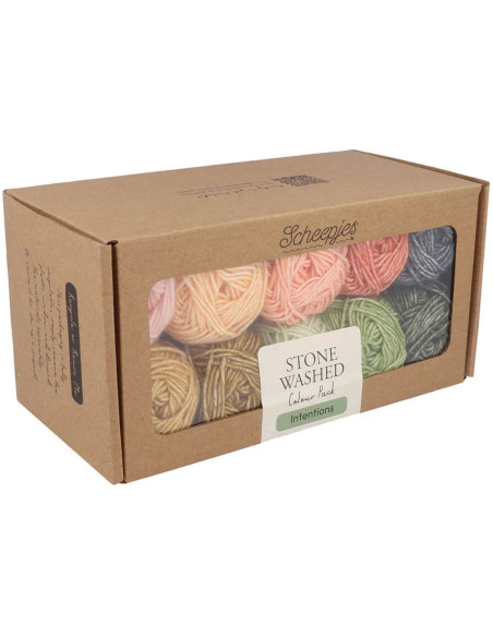 Set mit 10 Knäueln Scheepjes Stone Washed Colour Pack - Absichten