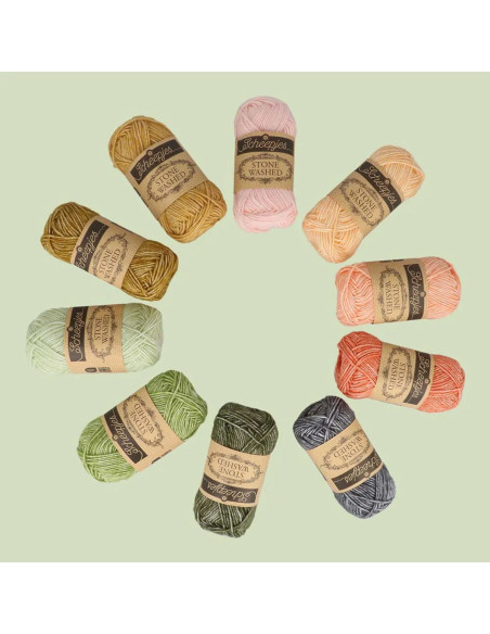 Set mit 10 Knäueln Scheepjes Stone Washed Colour Pack - Absichten