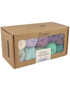 Set mit 10 Knäueln Scheepjes Stone Washed Colour Pack - Chakras 2
