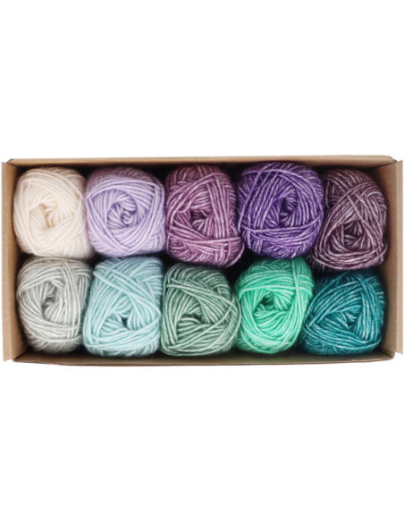 Set mit 10 Knäueln Scheepjes Stone Washed Colour Pack - Chakras
