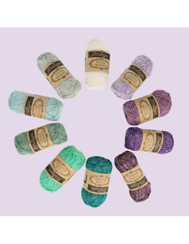 Set mit 10 Knäueln Scheepjes Stone Washed Colour Pack - Chakras