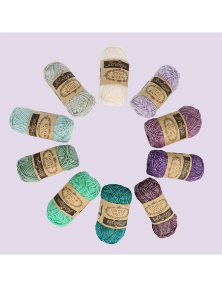 Set mit 10 Knäueln Scheepjes Stone Washed Colour Pack - Chakras