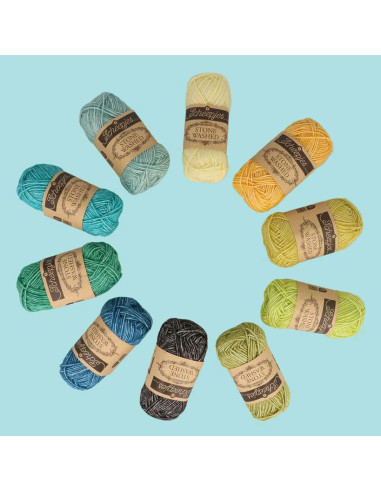 Set mit 10 Knäueln Scheepjes Stone Washed Colour Pack - Grounding