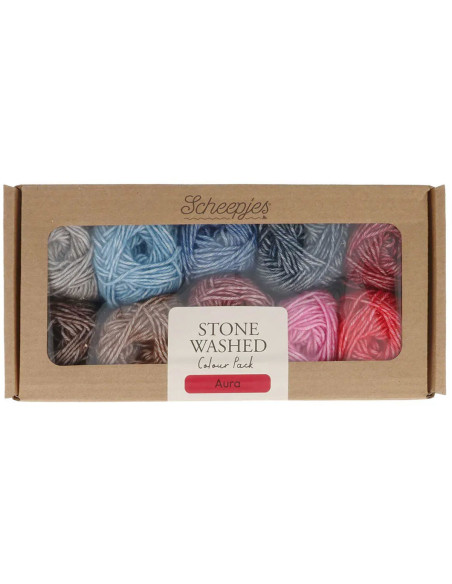 Set mit 10 Knäueln Scheepjes Stone Washed Colour Pack - Aura