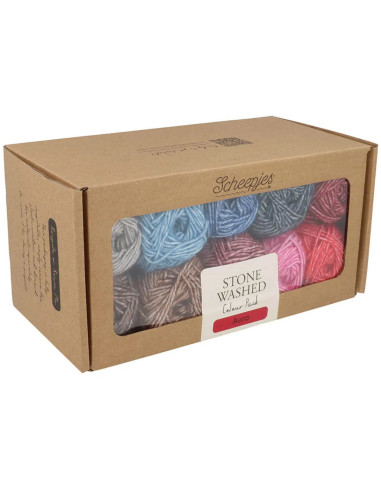 Set mit 10 Knäueln Scheepjes Stone Washed Colour Pack - Aura