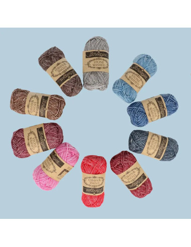 Set mit 10 Knäueln Scheepjes Stone Washed Colour Pack - Aura