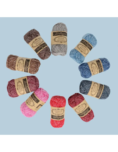 Set mit 10 Knäueln Scheepjes Stone Washed Colour Pack - Aura