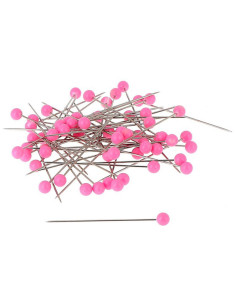 Schachtel mit 150 runden Stecknadeln mit Kunststoffkopf in Fuchsia von Bohin. 2