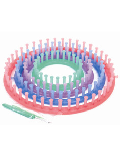 Set mit 4 runden Strickringen + Häkelnadel + Nadel Trimits