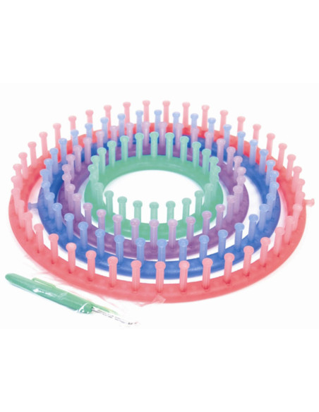 Set mit 4 runden Strickringen + Häkelnadel + Nadel Trimits