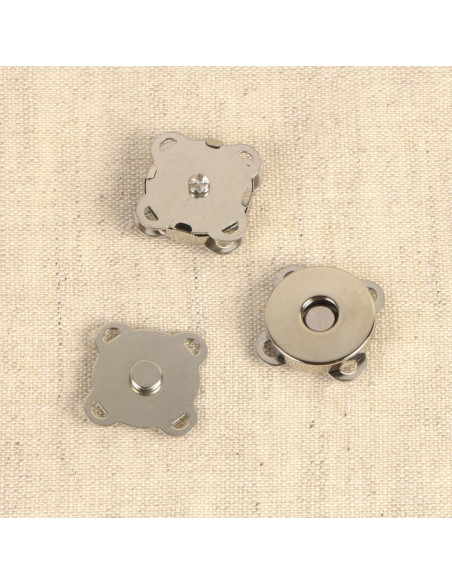 Set mit 2 magnetischen Knöpfen zum Annähen, 18 mm - Silber