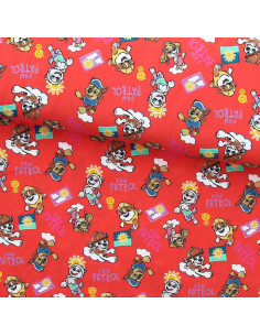 Jersey-Stoff Paw Patrol - Sonne auf orangefarbenem Hintergrund