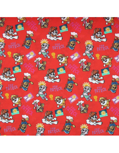 Jersey-Stoff Paw Patrol - Sonne auf orangefarbenem Hintergrund