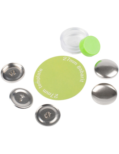 Schachtel mit 3 zu überziehenden Knöpfen mit Bohin-Befestigungswerkzeug - 27 mm