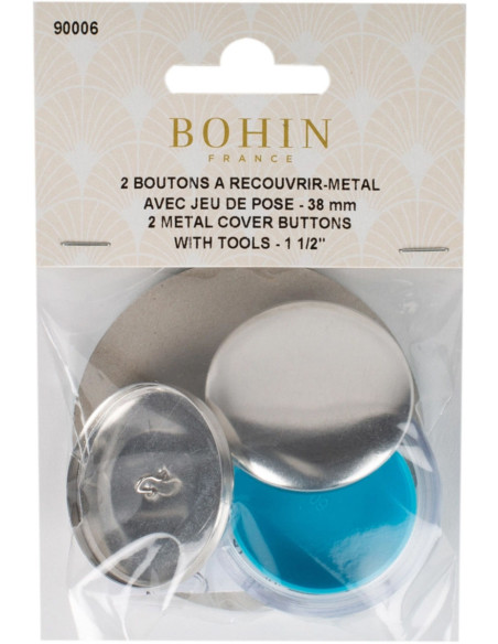 Schachtel mit 2 zu überziehenden Knöpfen mit Bohin-Befestigungswerkzeug - 38 mm