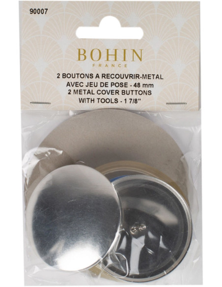 Schachtel mit 2 zu überziehenden Knöpfen mit Bohin-Befestigungswerkzeug - 48 mm