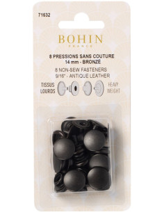 Packung mit 8 nahtlosen Druckknöpfen für schwere Stoffe 14 mm Bohin - Bronze