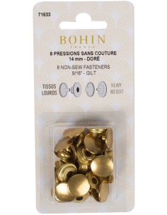 Packung mit 8 nahtlosen Druckknöpfen für schwere Stoffe 14 mm Bohin - Gold
