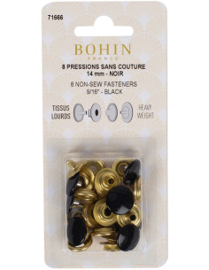 Packung mit 8 nahtlosen Druckknöpfen für schwere Stoffe 14 mm Bohin - Schwarz
